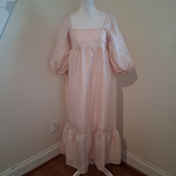 Anthropologie Puff Sleeve Soft Pink Dress Size XS NWT - Picture 2 of 9